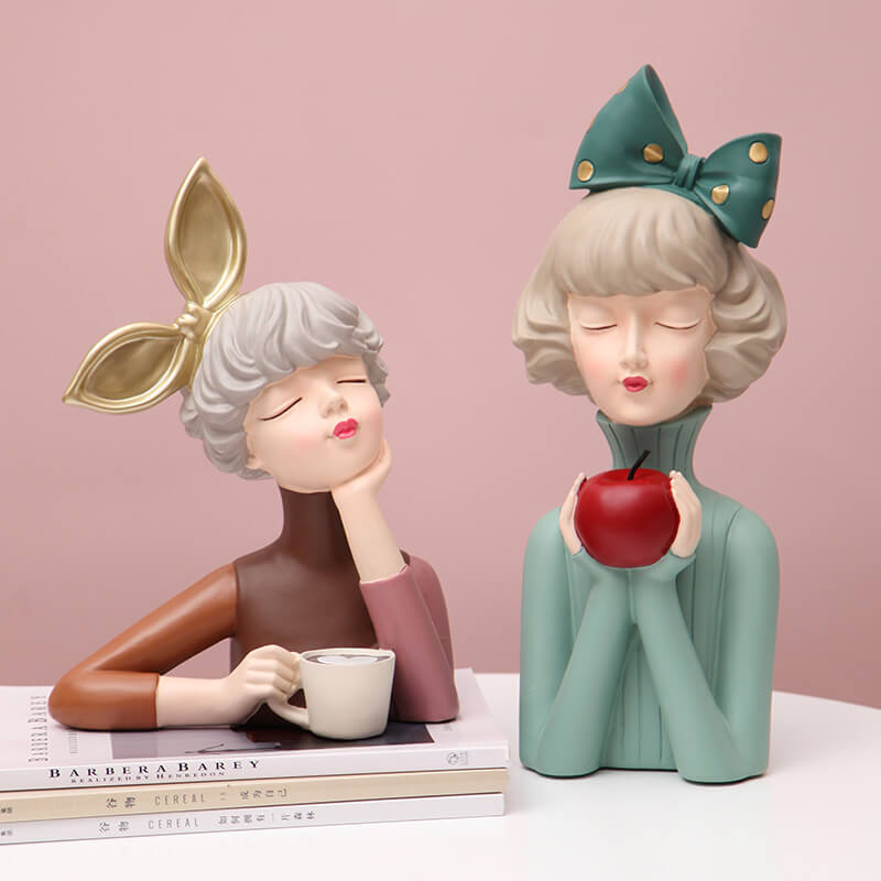 Coffee Girl Resin Decoration