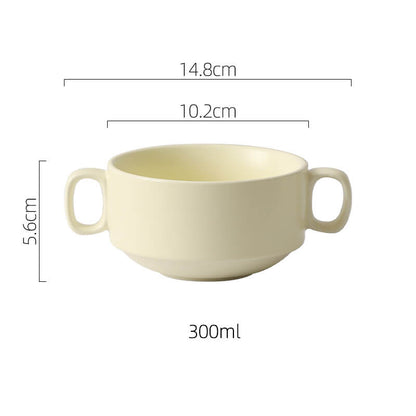 Color Glazed Ceramic Baking Bowl With Handle