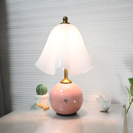 Creamy Ceramic Skirted Table Lamp