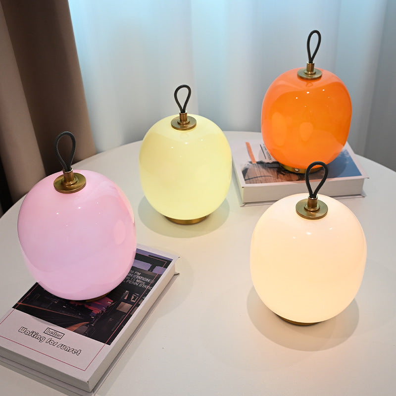 Creamy Glass Lantern Table Lamp