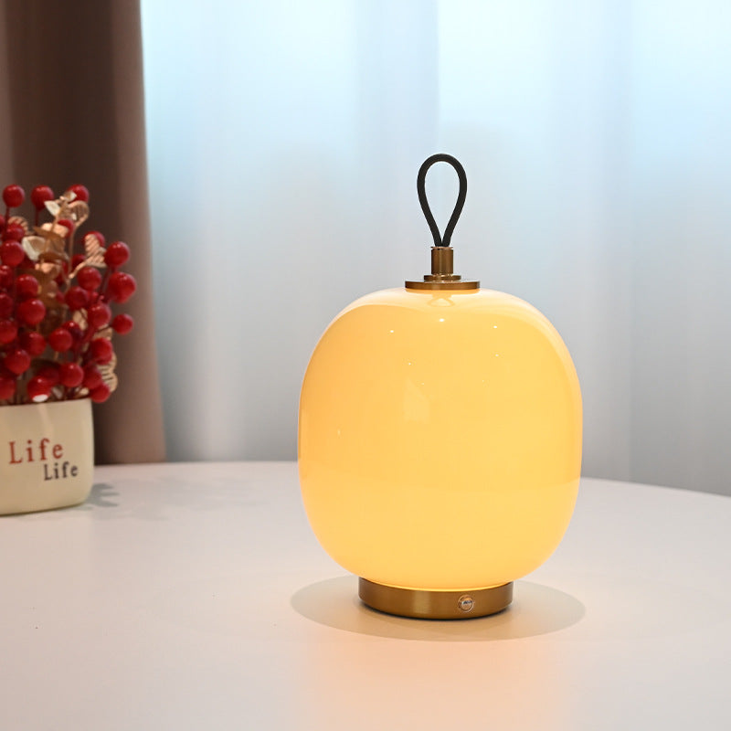 Creamy Glass Lantern Table Lamp