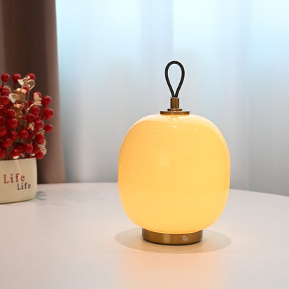 Creamy Glass Lantern Table Lamp