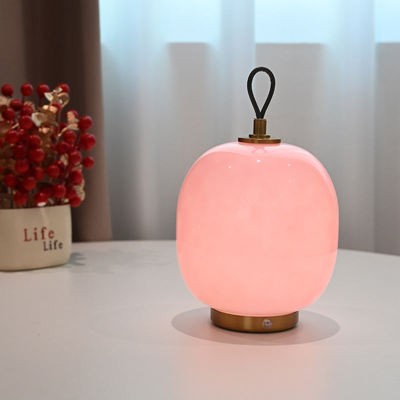 Creamy Glass Lantern Table Lamp