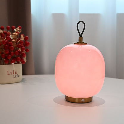 Creamy Glass Lantern Table Lamp