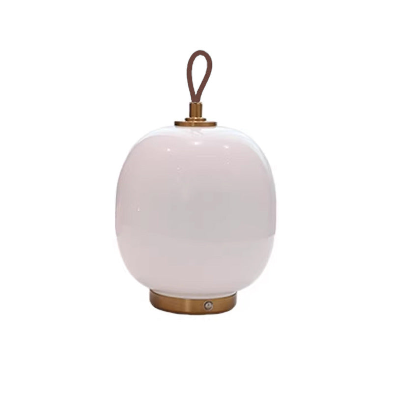 Creamy Glass Lantern Table Lamp