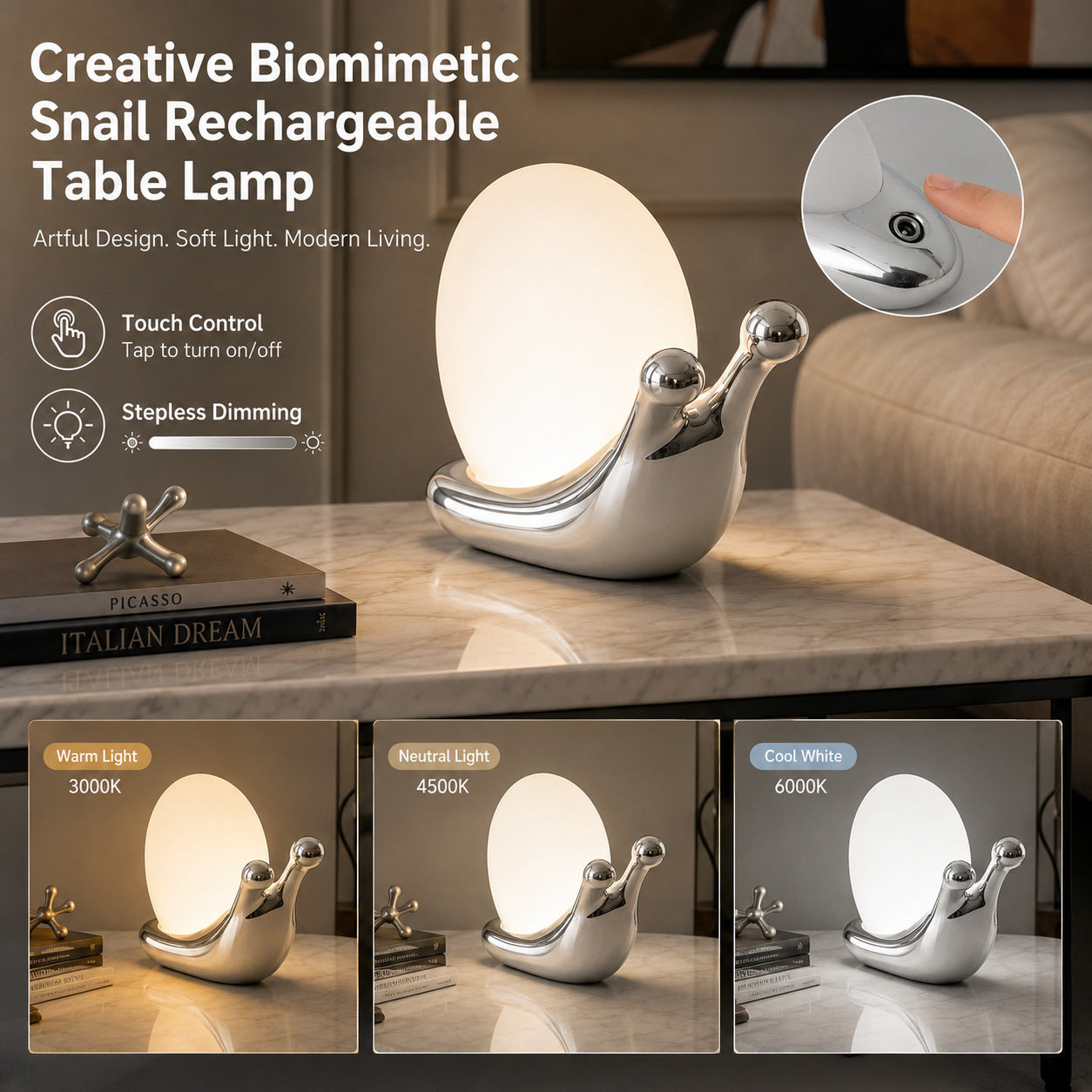 Creative Bedroom Snail Table Lamp