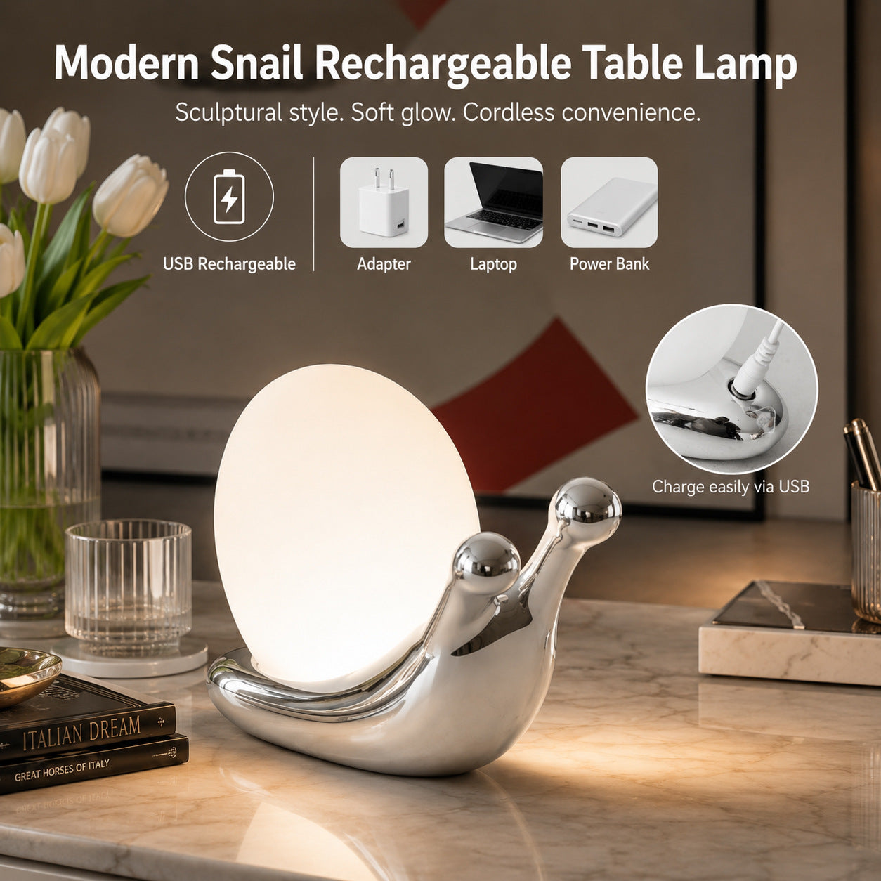 Creative Bedroom Snail Table Lamp