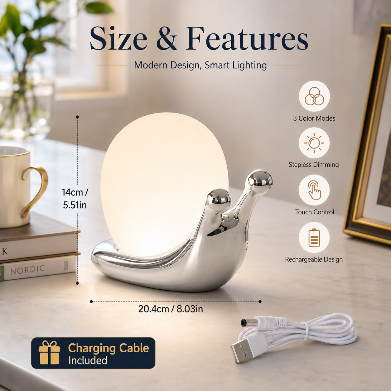 Creative Bedroom Snail Table Lamp