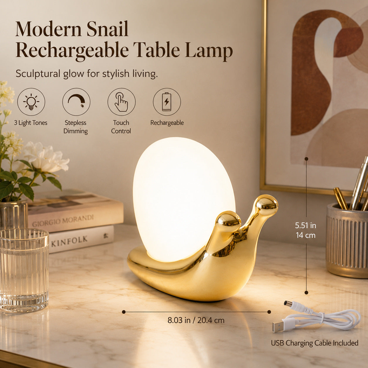 Creative Bedroom Snail Table Lamp