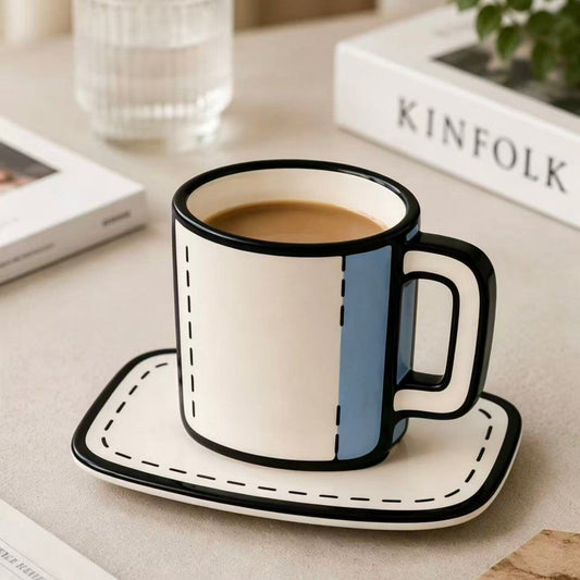 Creative Blue-White Manga-Style Mug