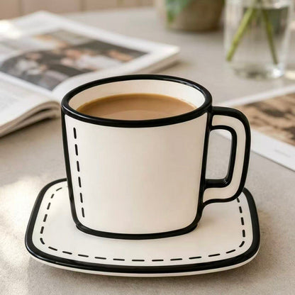 Creative Blue-White Manga-Style Mug