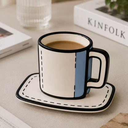 Creative Blue-White Manga-Style Mug