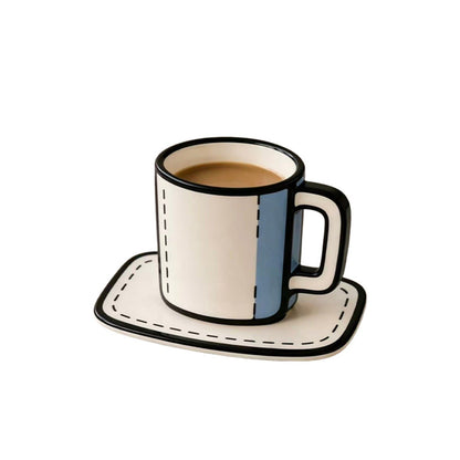 Creative Blue-White Manga-Style Mug