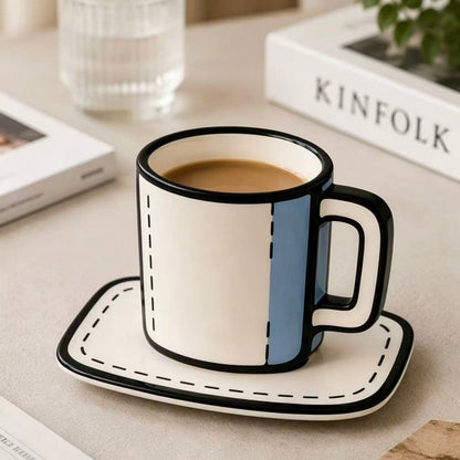 Creative Blue-White Manga-Style Mug