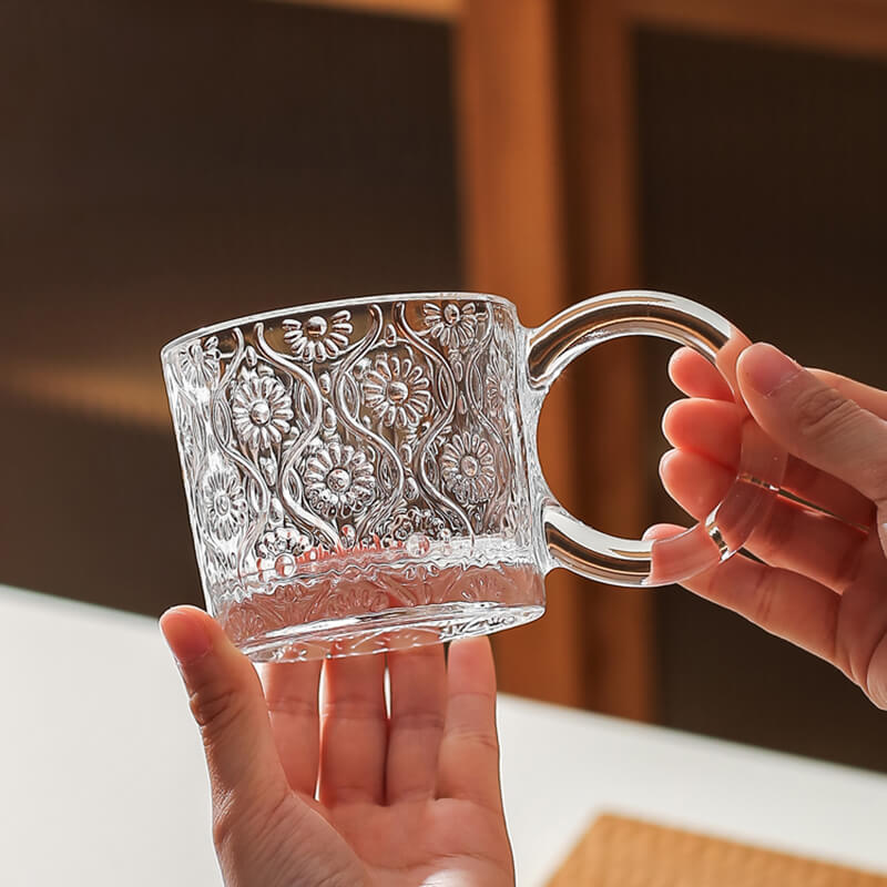 Creative Embossed Glass Cup