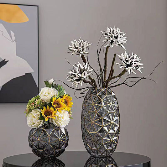 Creative Hydrangea Gold-Painted Glass Vase