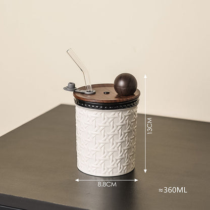 Creative Rattan-Patterned Ceramic Cup