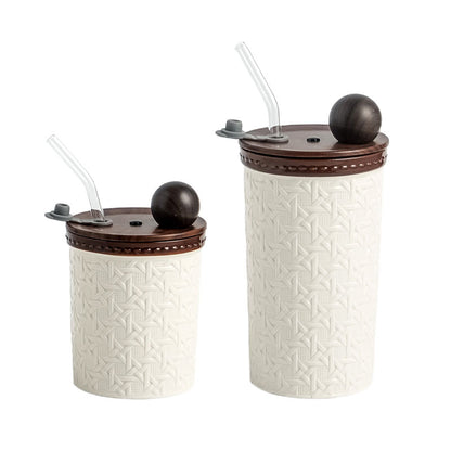 Creative Rattan-Patterned Ceramic Cup