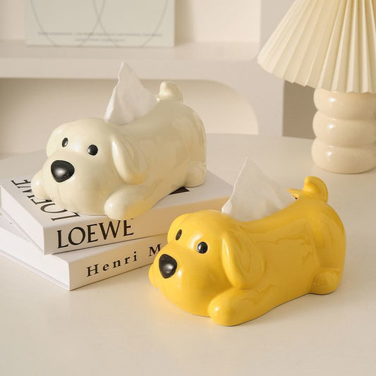 Creative Cute Dog Ceramic Tissue Box