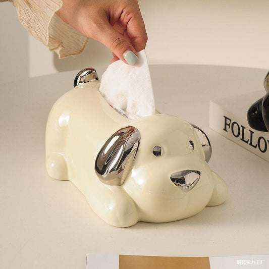 Creative Cute Dog Ceramic Tissue Box
