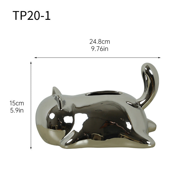 Cute Cat Ceramic Tissue Box