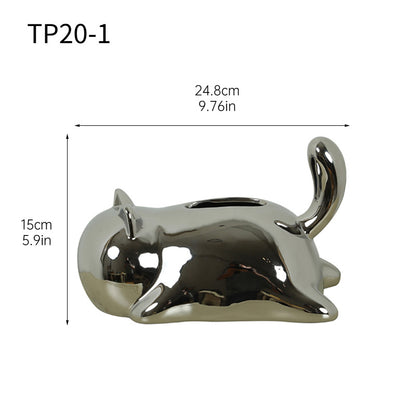 Cute Cat Ceramic Tissue Box