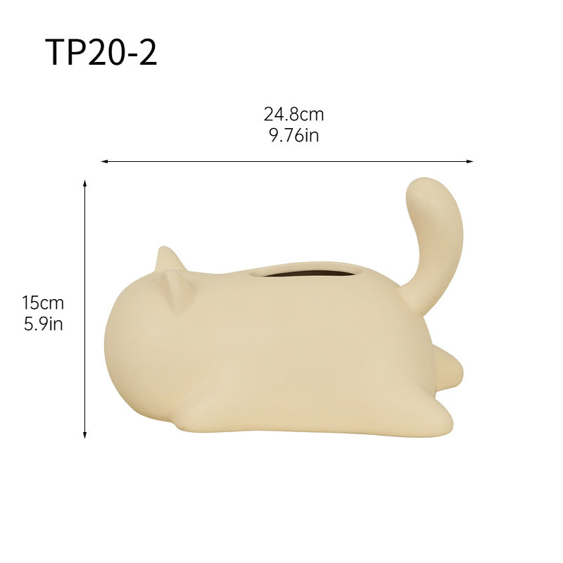 Cute Cat Ceramic Tissue Box