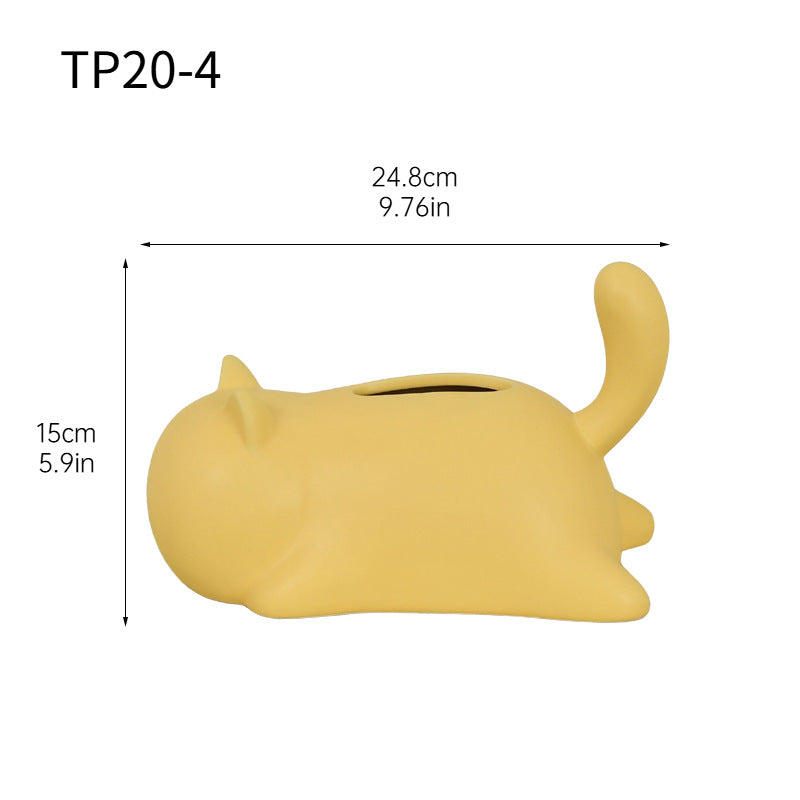 Cute Cat Ceramic Tissue Box