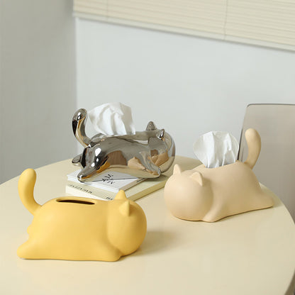 Cute Cat Ceramic Tissue Box