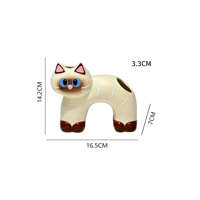 Cute Siamese Cat Ceramic Toothbrush Holder