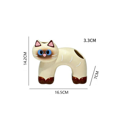 Cute Siamese Cat Ceramic Toothbrush Holder
