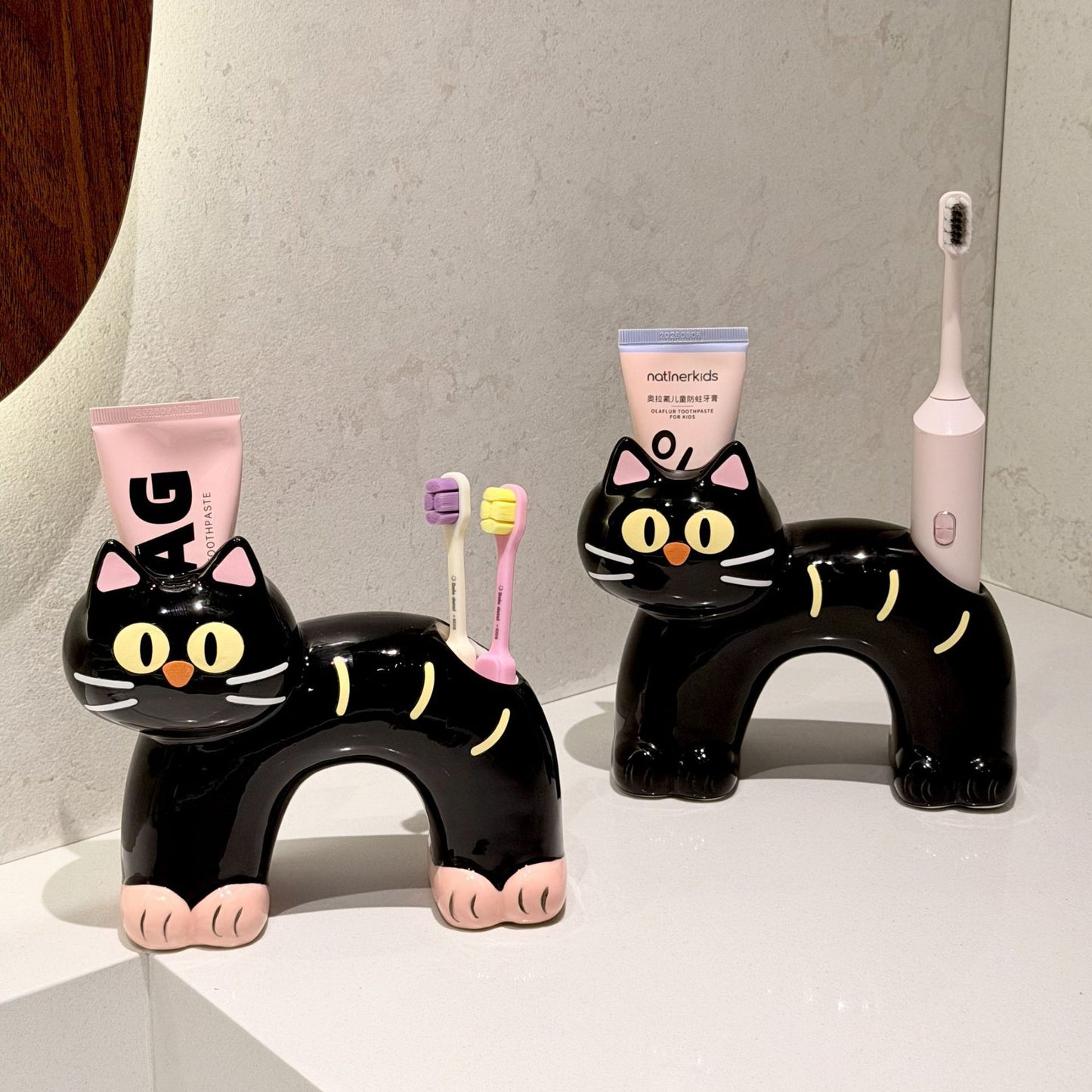 Cute Siamese Cat Ceramic Toothbrush Holder