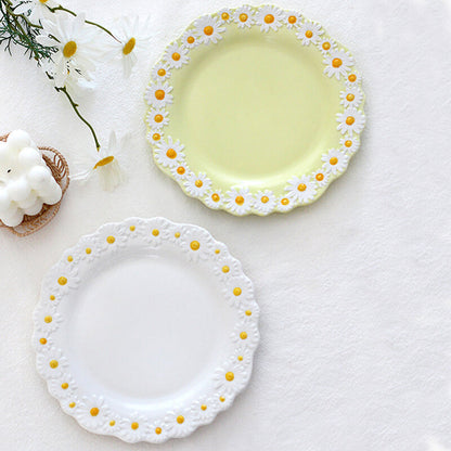 Daisy Embossed Ceramic Dinner Plate