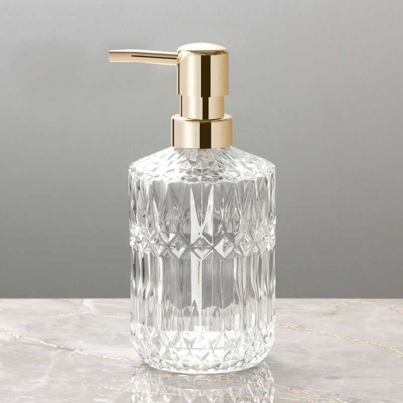 Diamond Pattern Glass Soap Dispenser