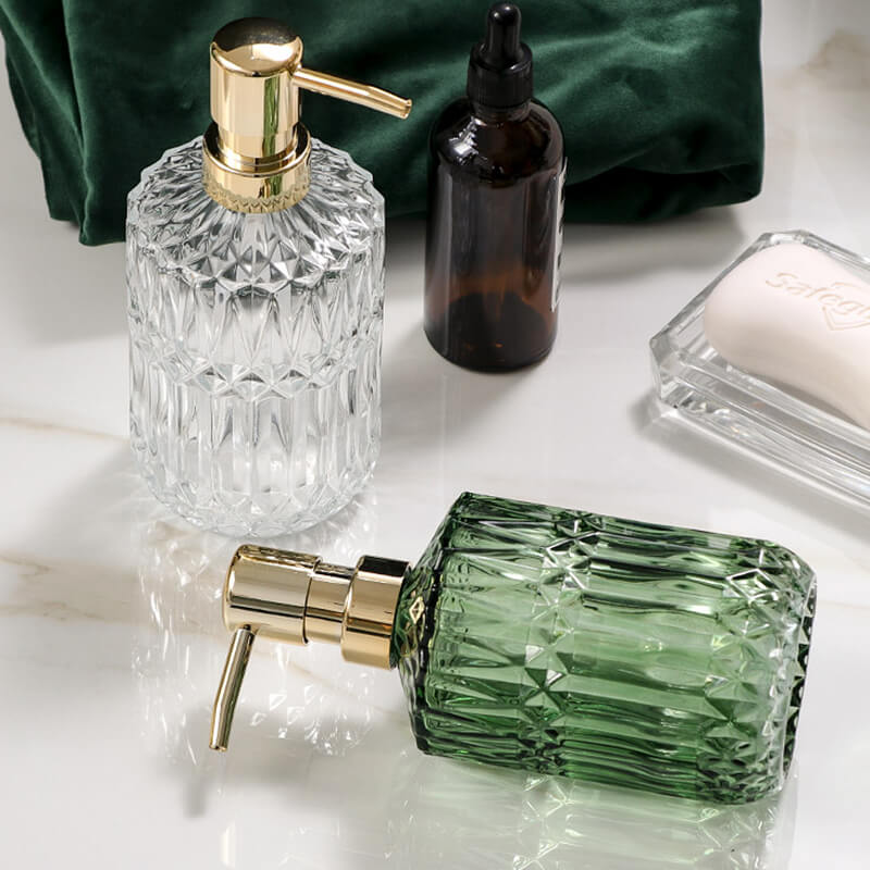 Diamond Pattern Glass Soap Dispenser