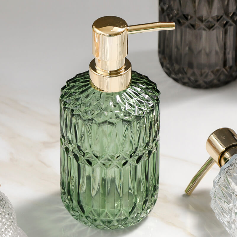 Diamond Pattern Glass Soap Dispenser