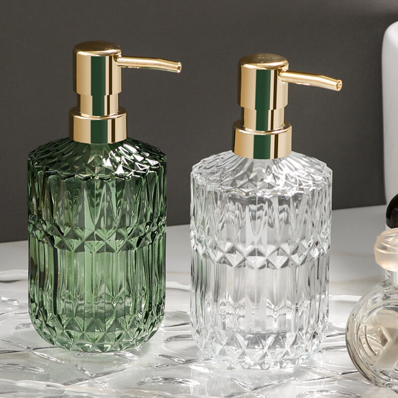 Diamond Pattern Glass Soap Dispenser