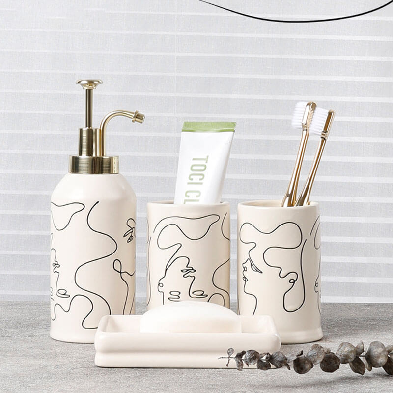 Elegant Line Drawing Bathroom Set