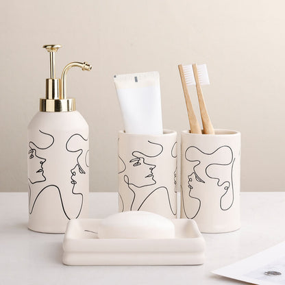 Elegant Line Drawing Bathroom Set