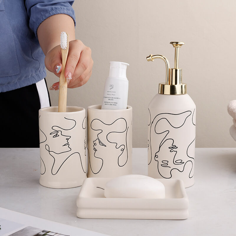 Elegant Line Drawing Bathroom Set