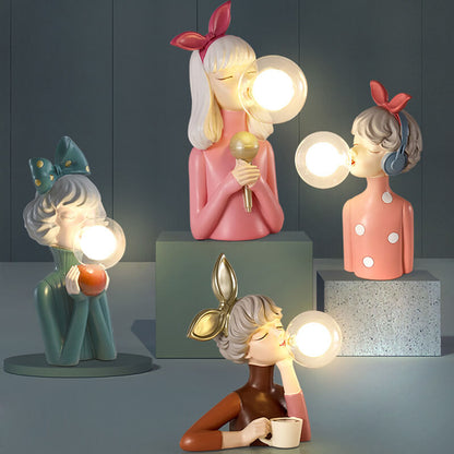 Elegant Girl Resin Table Lamp