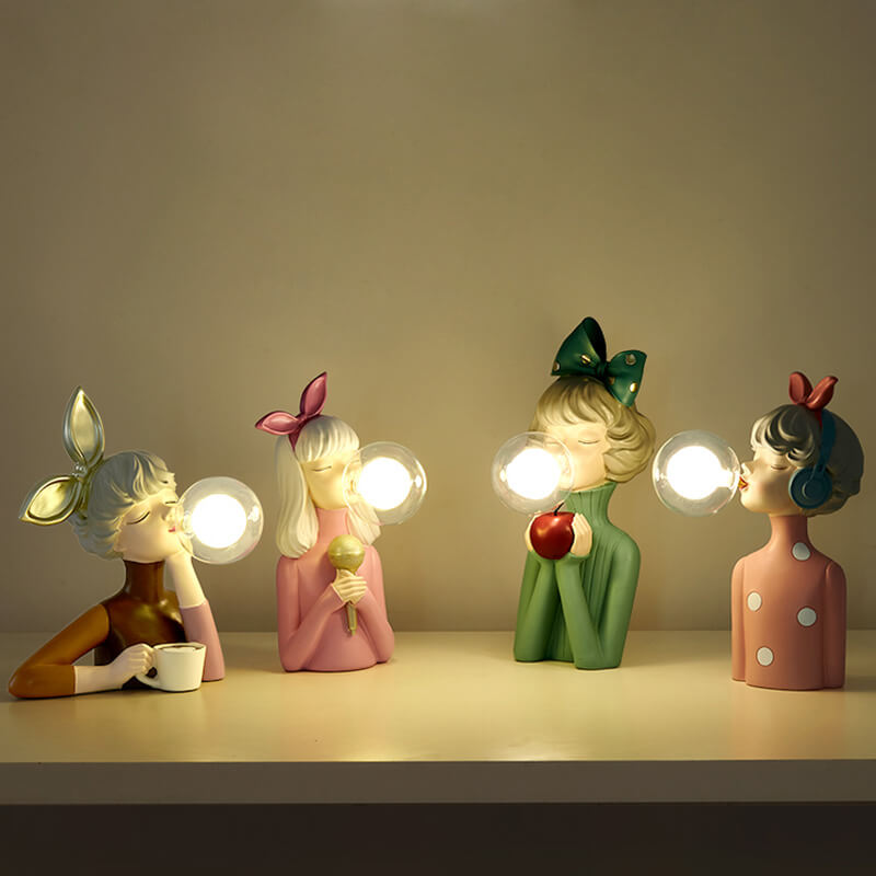 Elegant Girl Resin Table Lamp