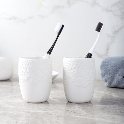 Embossed Ceramic Bathroom Set