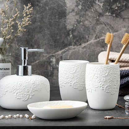 Embossed Ceramic Bathroom Set