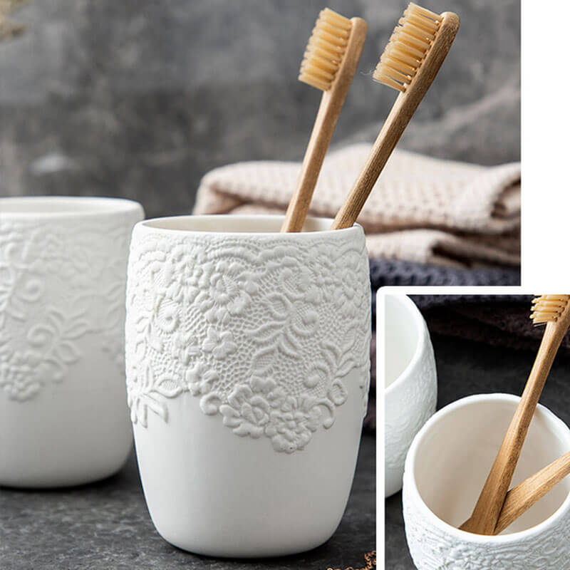 Embossed Ceramic Bathroom Set