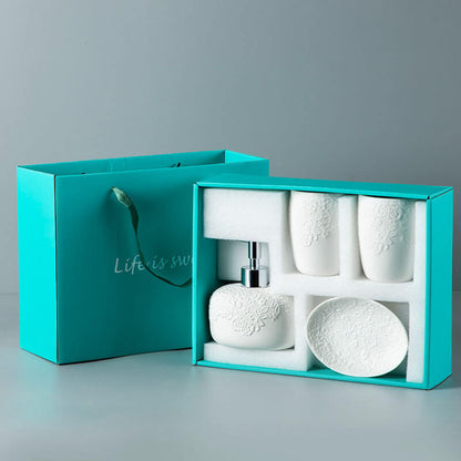 Embossed Ceramic Bathroom Set