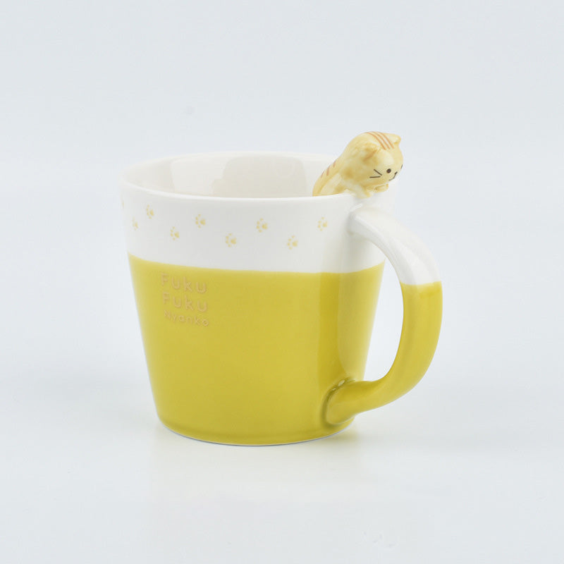 Embossed Cat Ceramic Cup