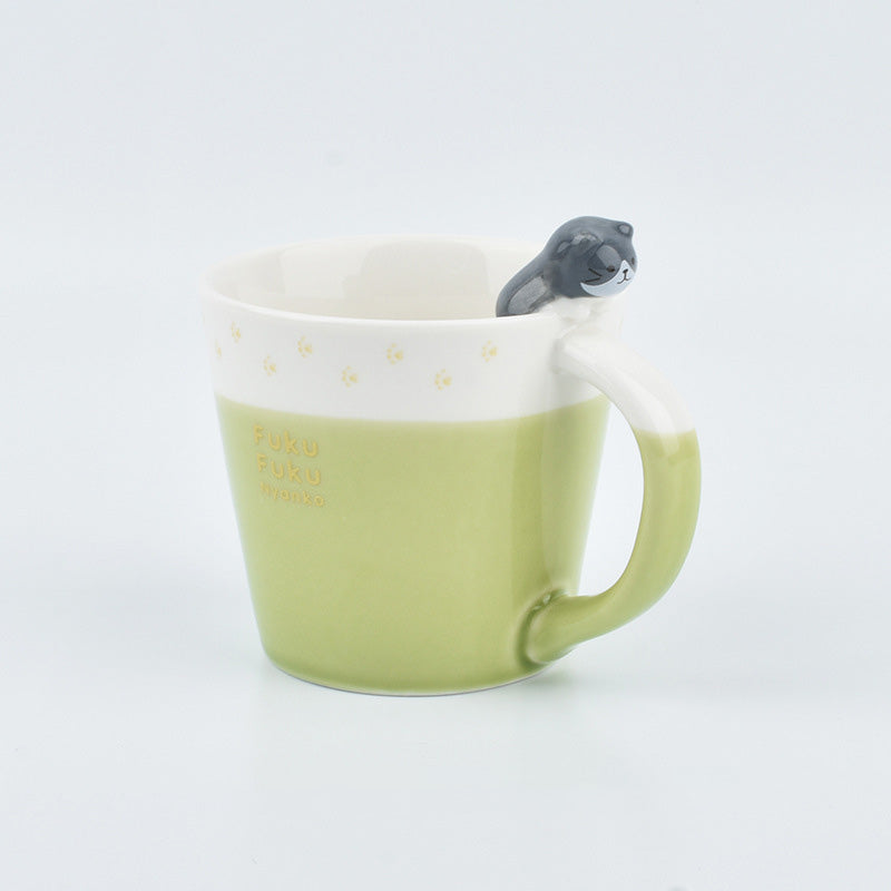 Embossed Cat Ceramic Cup