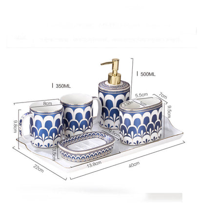 Feather Pattern Ceramic Bathroom Set