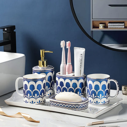 Feather Pattern Ceramic Bathroom Set